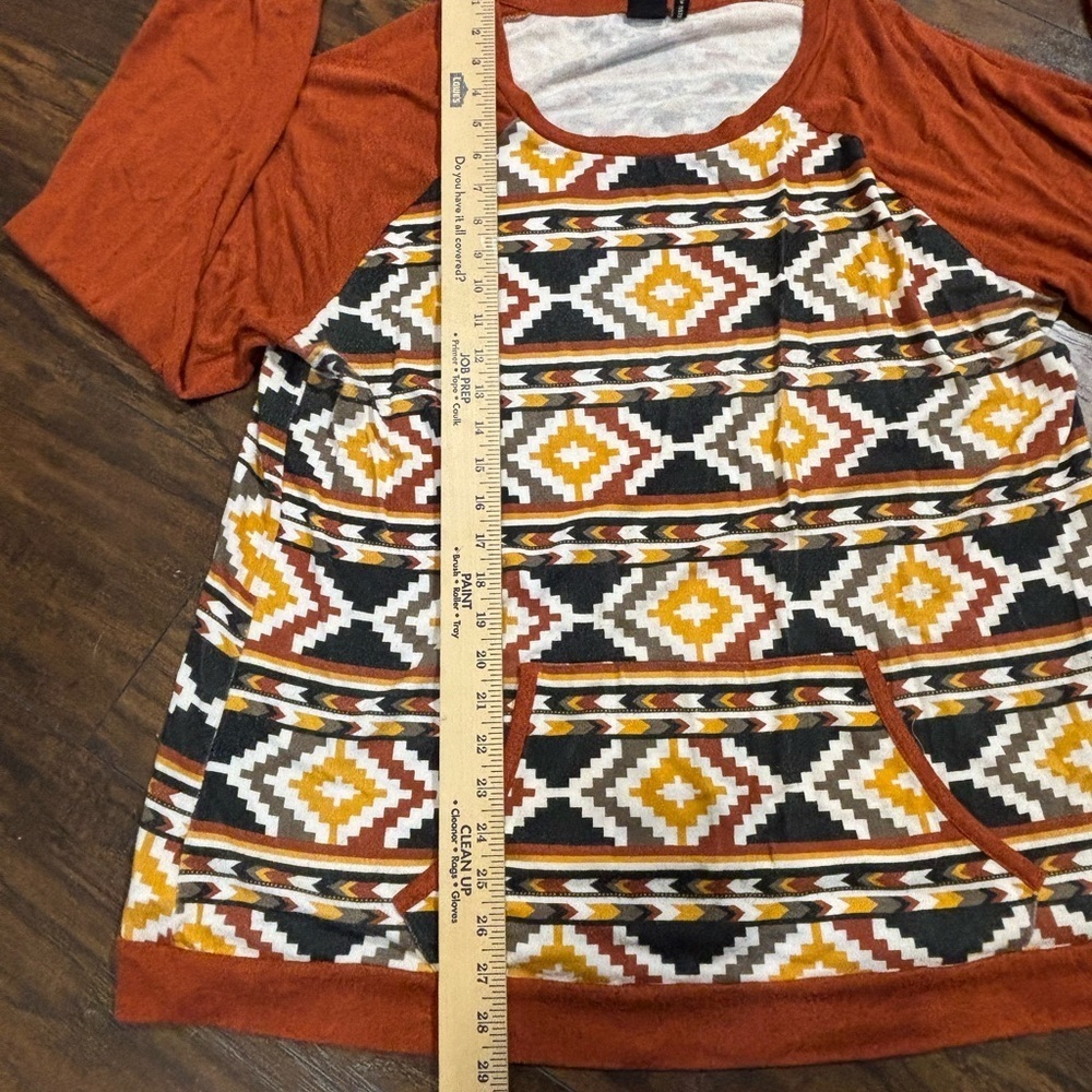 Cruel Denim Women’s AztecGeometric Patterned Women's‎ Sweatshirt XXL - Orange - Picture 3 of 11